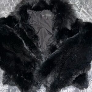 Cropped black fur Adrienne Landau coat